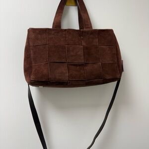 Stephane Kelian Brown Suede Patchwork Shoulder Bag